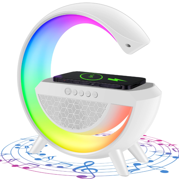 Lámpara Smart 3 en 1: Cargador, Parlante y Luz RGB