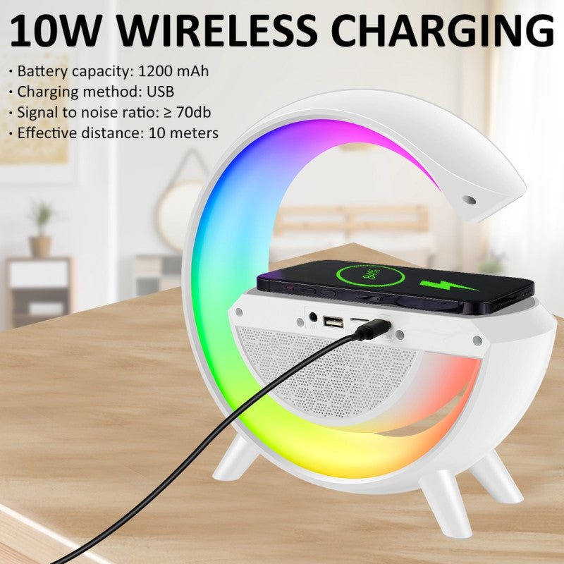 Lámpara Smart 3 en 1: Cargador, Parlante y Luz RGB